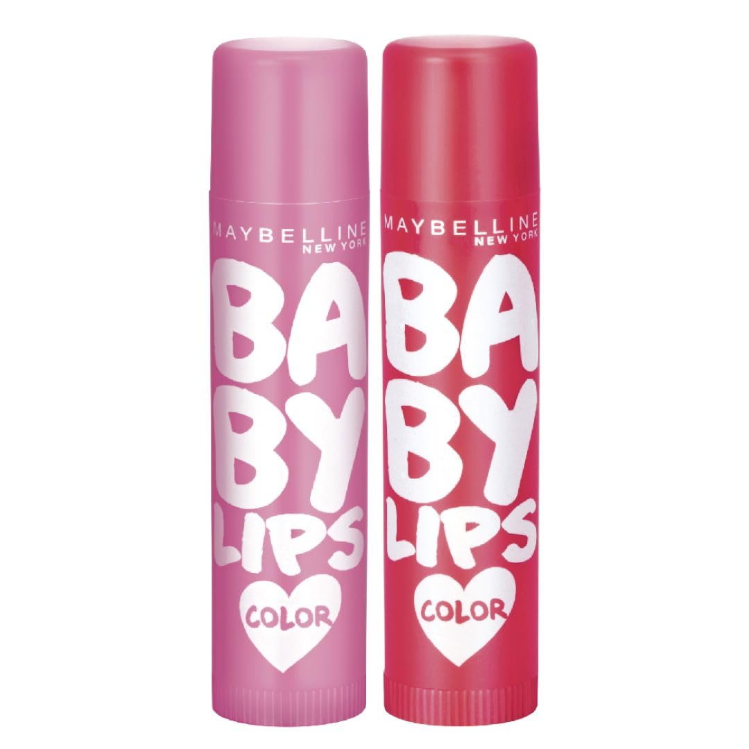 Maybelline New York Lip Balm, With SPF, Moisturises and Protects from the Sun, Baby Lips Cherry Crush & Baby Lips Berry Crush, Red (Pack of 2), 8g