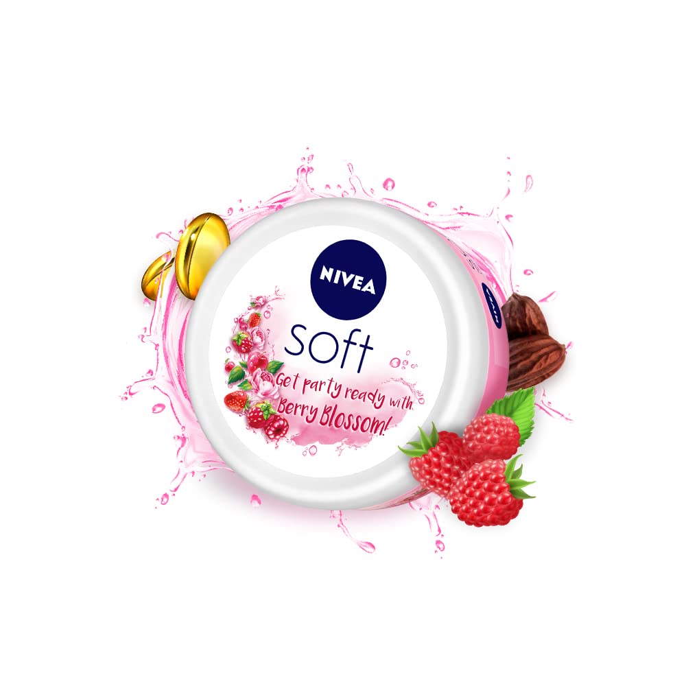 Nivea Soft Berry Blossom, Light Moisturizer For Face, Cherry - 200 ml