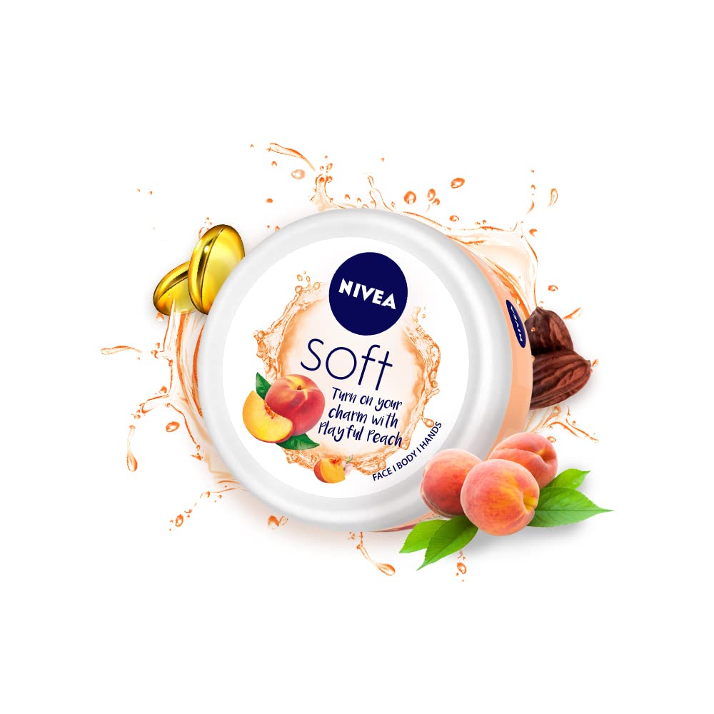 Nivea Soft Playful Peach, Light Moisturizer Cream For Face, Peach - 200ml