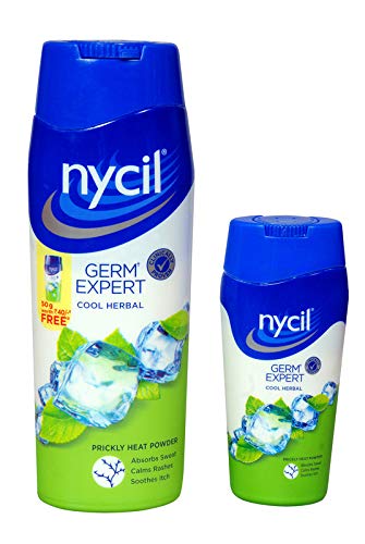 Nycil Germ Expert Cool Herbal Prickly Heat and Cooling Powder - 150 g + 50 g Free (Nycil Cool Herbal Powder)