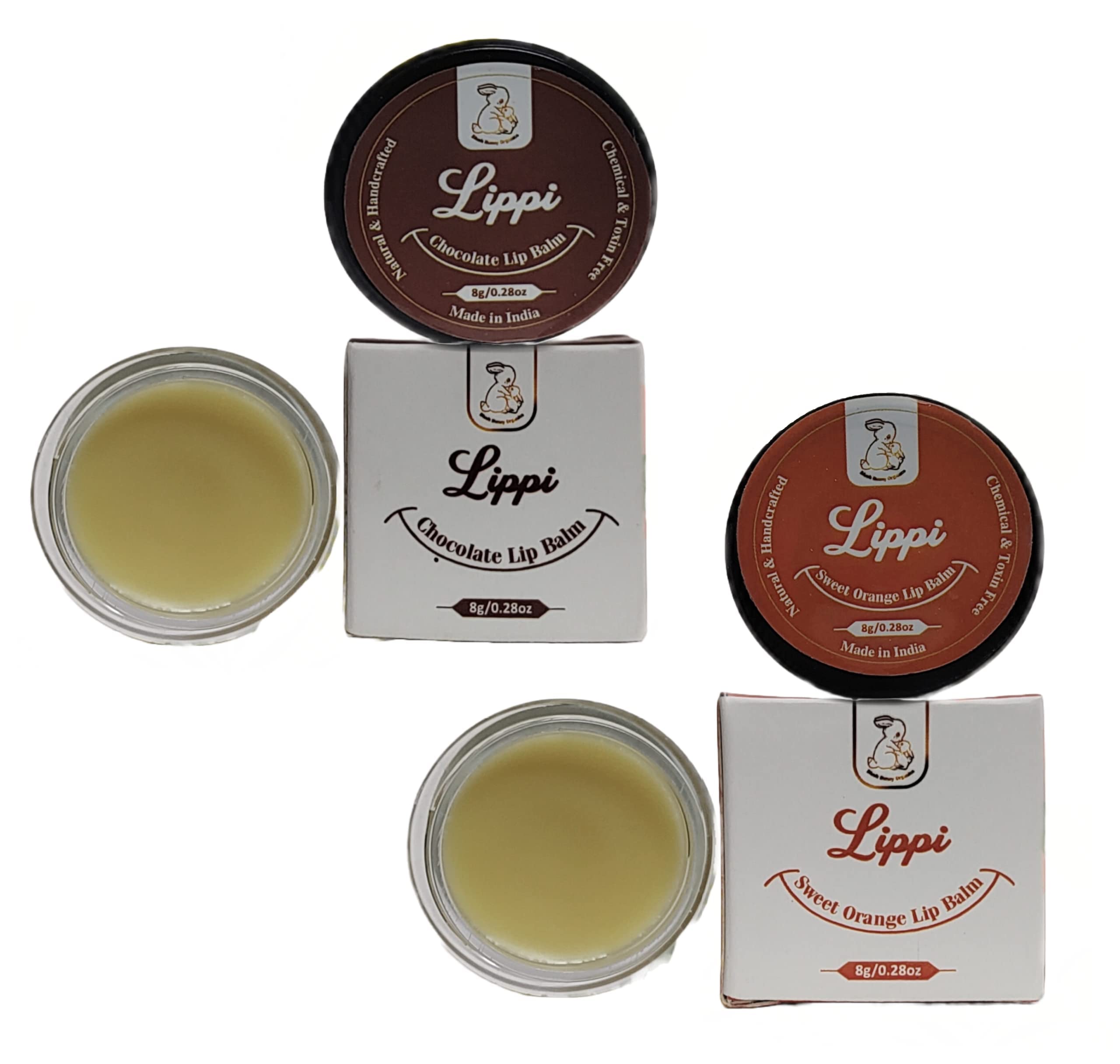 Pack of 2: BBO Nourishing Nude Natural Lip Balm | Shea Butter, Cocoa Butter, Vitamin E & Coconut Oil Provides Lip Care to Dry, Chapped & Dark Lips (1 Sweet Orange & 1 Chocolate)