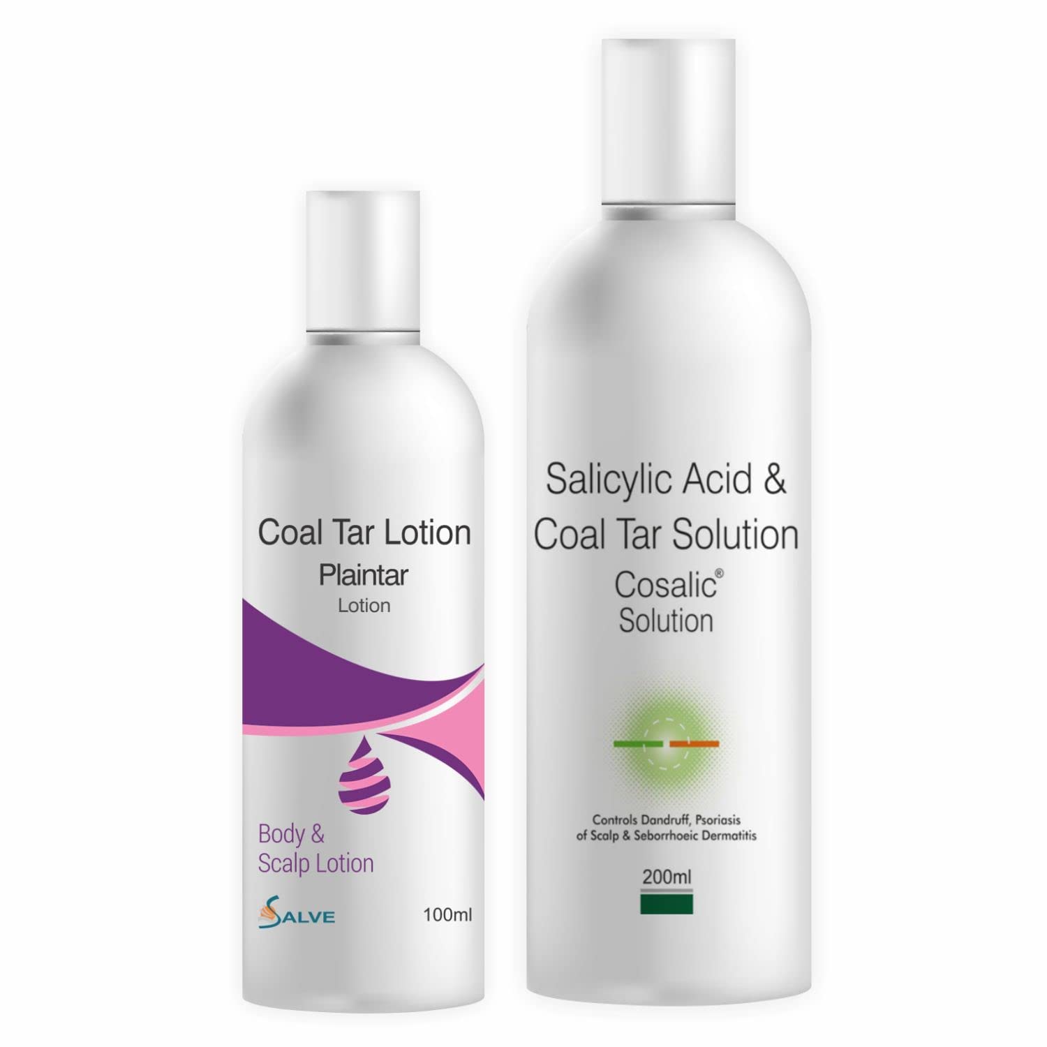 Salve Plaintar Leave-on Lotion & Cosalic Shampoo (Next Morning Rinse off) Combo enriched with Coal Tar for Dry & Flaky Scalp, Minimizes Dandruff & Scalp Irritation
