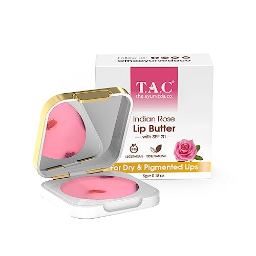 TAC - The Ayurveda Co. Indian Rose Lip Balm for Dark Lips to Lighten with Shea & Cocoa Butter for Dry Chapped Lips for Women and Men, 5gm