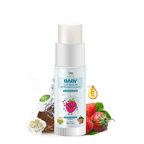 TNW-THE NATURAL WASH Baby Lip Balm For Nourishing Dry Lips For Kids Babies Age 0-10 Years, Winter Lip Balm With 12 Hour Moisturization With Shea Butter & Coconut Oil, 6g - Off White