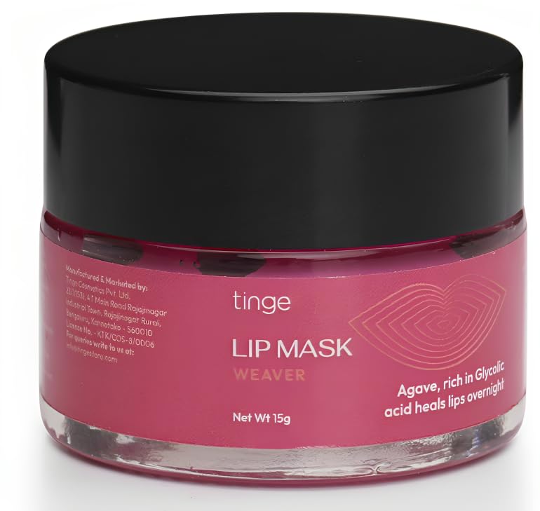 Tinge Weaver, Night Lip Mask, Pink, Lip Moisturizer balm for Dry and Chapped Lips, Enriched with Castor Oil, Intense Hydration and UV protection-15GM