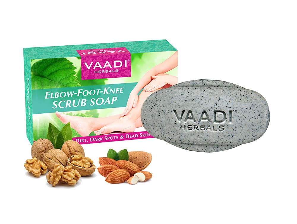 Vaadi Herbals Elbow Foot Knee Scrub Soap with Almond and Walnut Scrub, Pack of 6