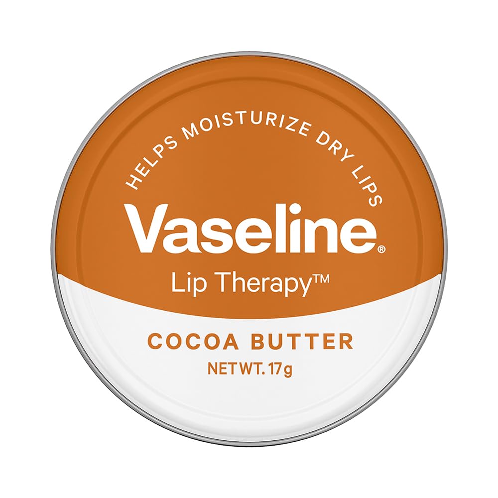 Vaseline Lip Tins Cocoa Butter, 17g | Infused with Cocoa Butter for Hydration & Glossy Shine
