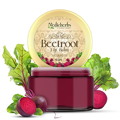 Vedicherbs Beetroot Lip Balm with Natural Beetroot Extract, Shea Butter & Almond Oil | Pinky Goodlooking Nourished Lips | Natural Lip Balm for Women & Men (15 gm.)