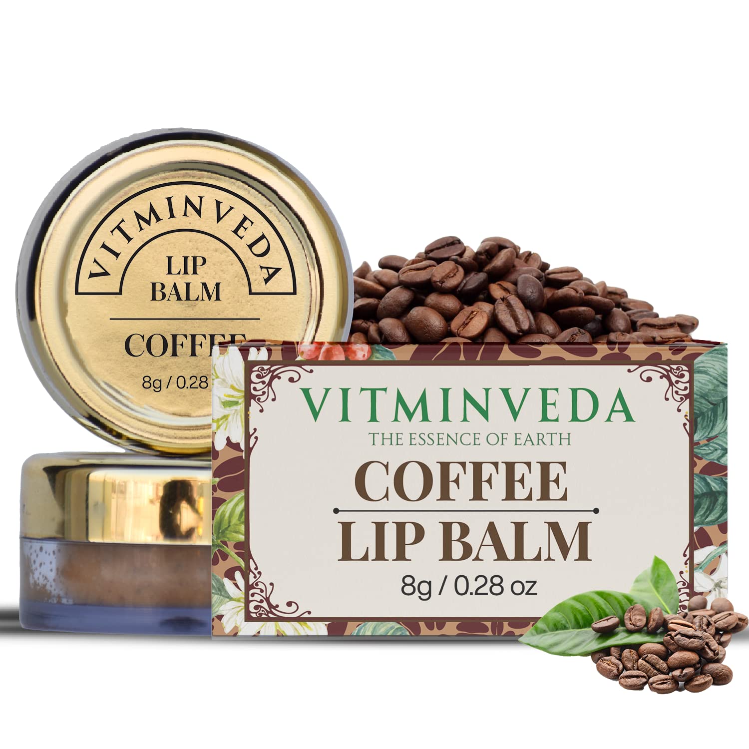 Vitminveda Coffee Lip Balm for Women & Men | 24 Hrs Moisturization of Chapped & Dry Lips with Shea Butter | Paraben & Sulphate Free Lip Gloss - 8 gm