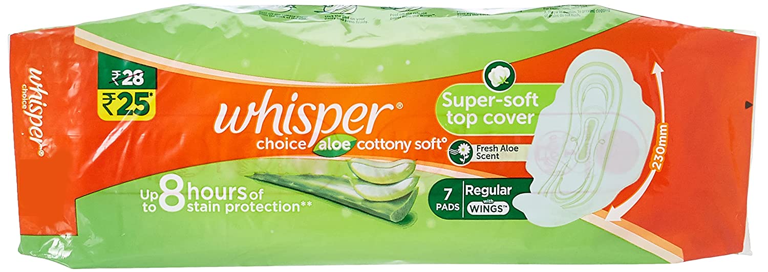 Whisper Choice Aloe Sanitary Pads, 7 Pads