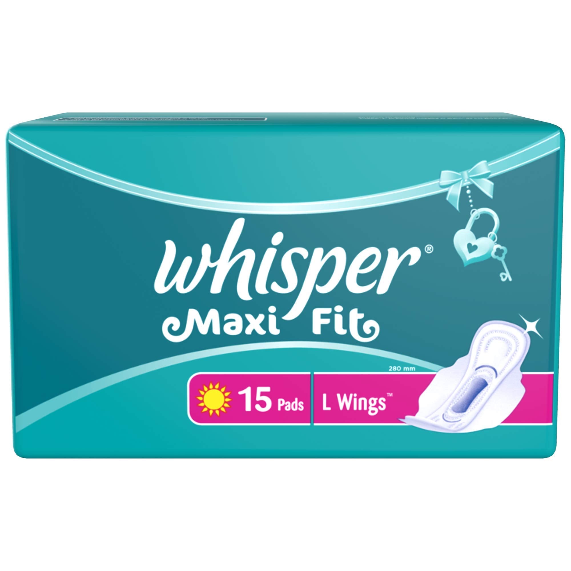Whisper Maxi Fit Sanitary Pads Large Wings - 15 Piece Pack