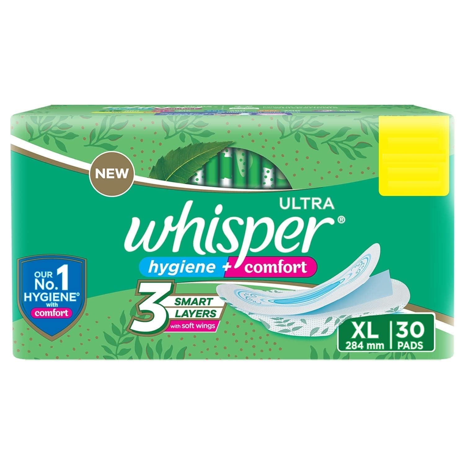 Whisper Ultra Clean Sanitary with Wings - 30 Pieces (XL)