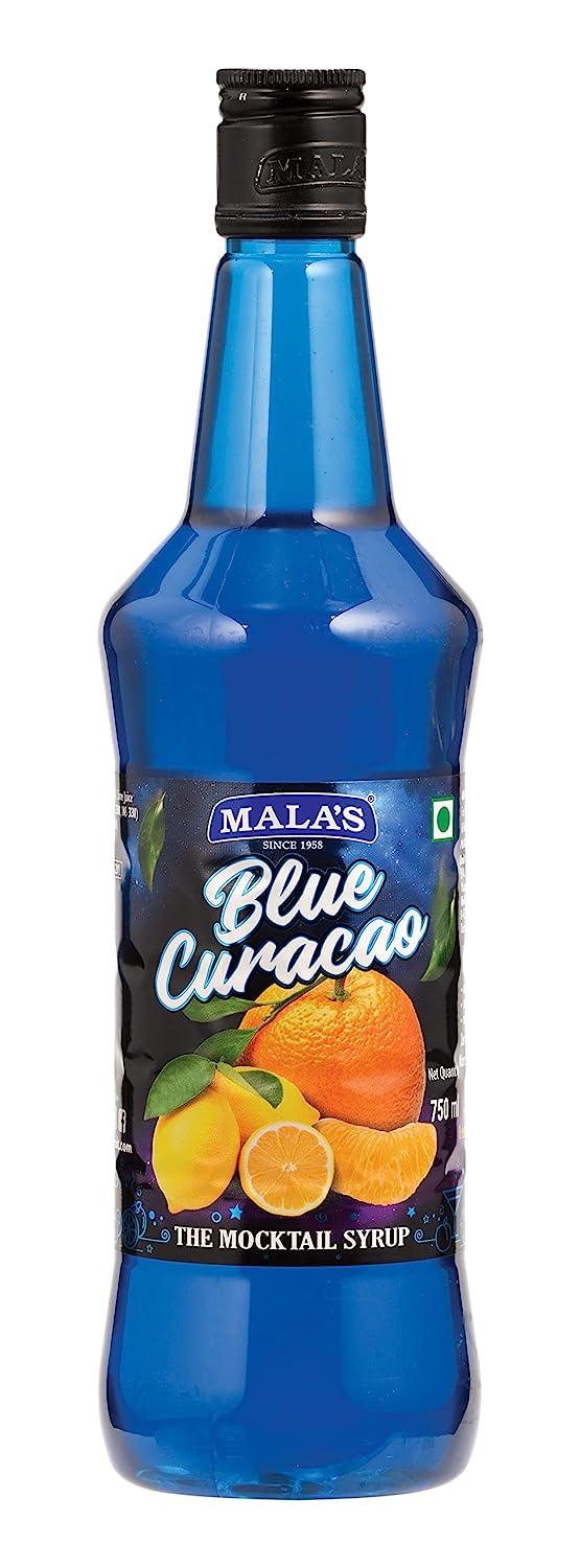 12x Mala's Fruit Mocktail Syrup, Blue Curacao Mocktail, Pack of 12 - 750ml each
