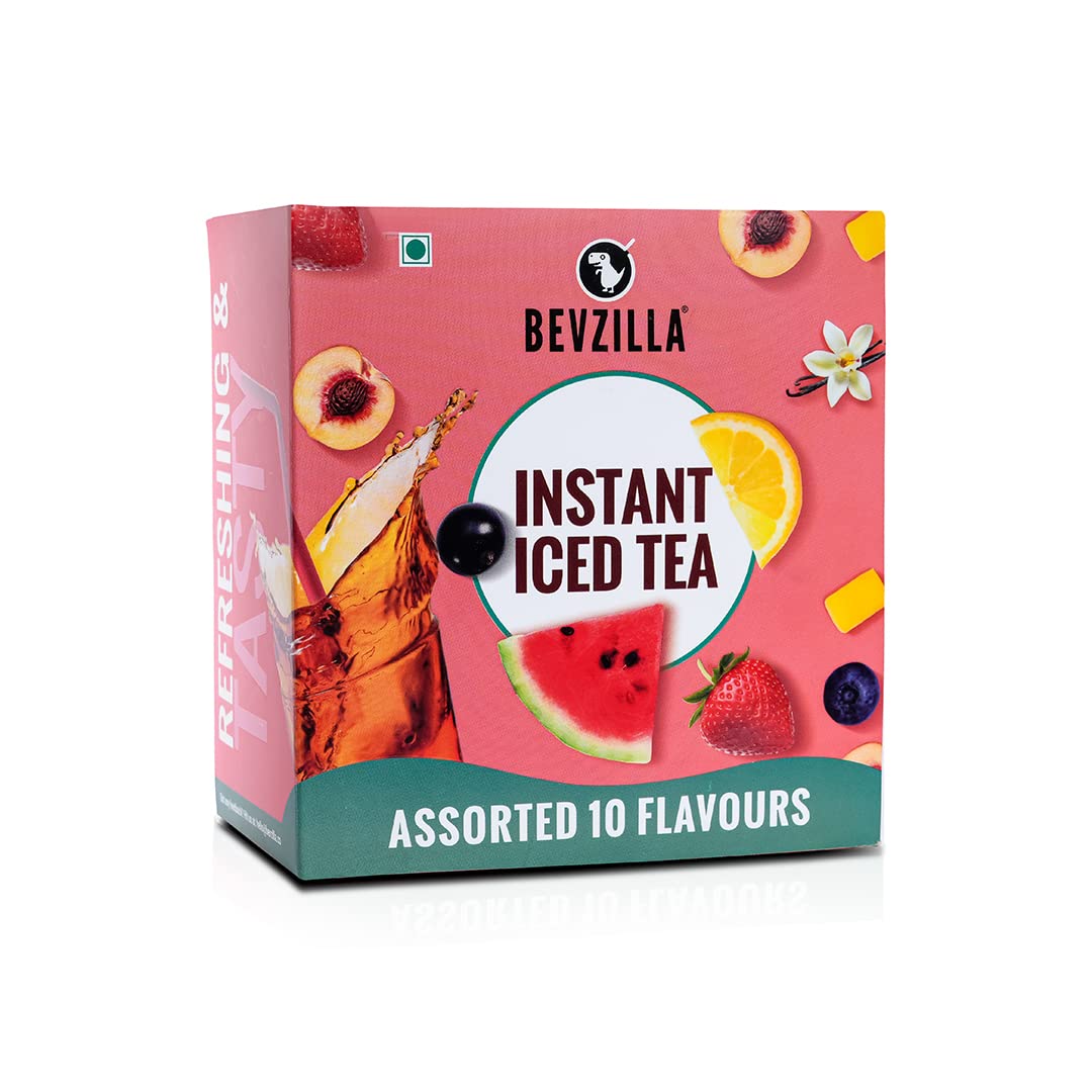 Bevzilla Iced Tea Powder Assorted 10 Flavours Pack - 30 GM each sachet x 10