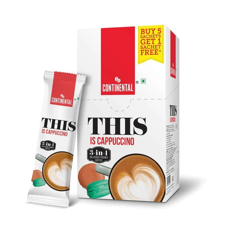 Continental THIS is Cappuccino | 3-in-1 premix coffee powder 132gm Box (22g*6 Sachets)