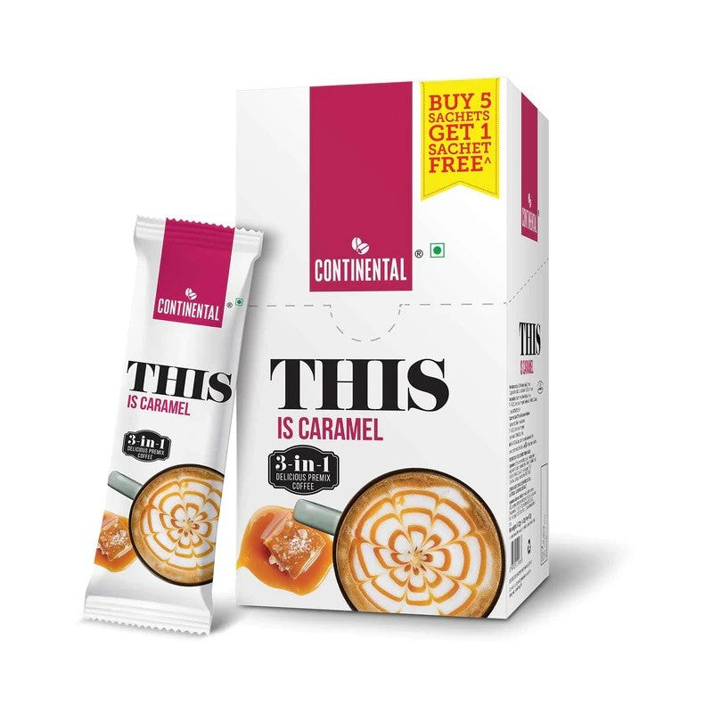 Continental THIS is Caramel | 3-in-1 premix coffee powder 132gm Box (22g*6 Sachets)