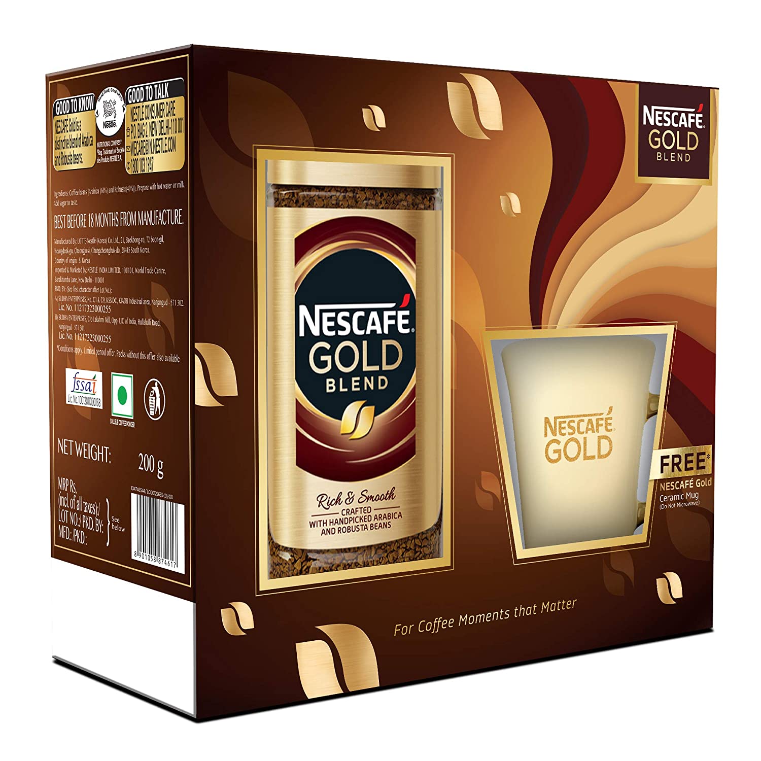 Nescafe Coffee Powder - Gold Blend, 200 g (Get Free Ceramic Mug)