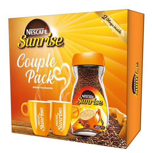 Nescafe Sunrise Couple Pack, 200 g (Get Two Orange Mugs)
