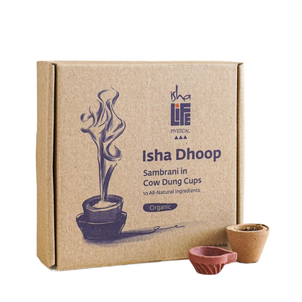 Handmade Sambrani/ Loban (blended resin) with cow dung cups (12 pcs). 6 natural therapeutic resins. Chemical-free. Anti-bacterial.