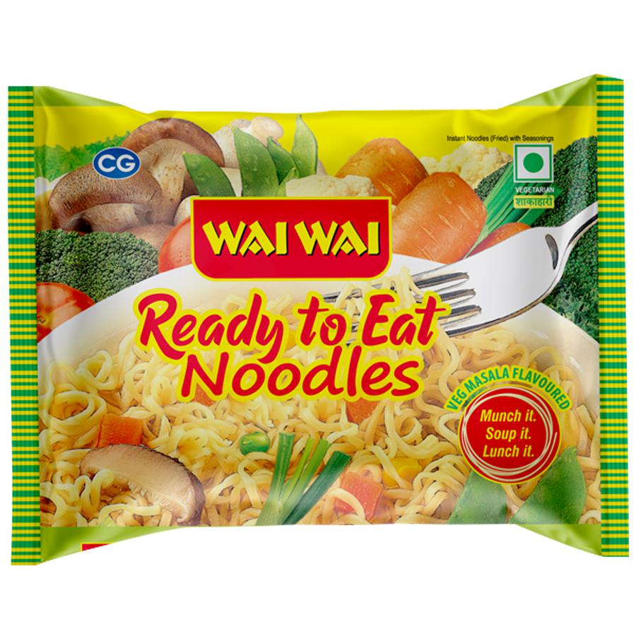 50x Wai Wai Veg Masala Flavoured Ready To Eat Noodles,  Pack of 50 (65 g each)