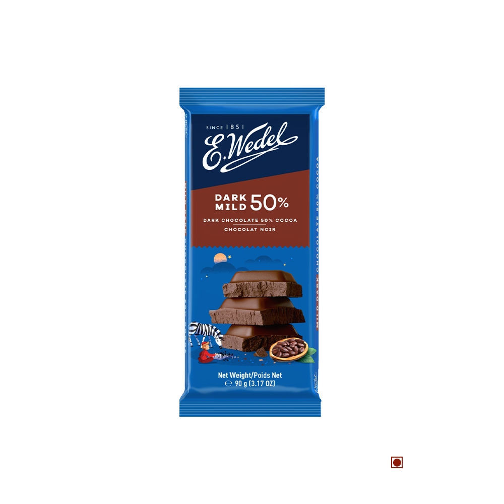 5x Wedel Dark 50% Cocoa Chocolate Bar - 100g each - Pack of 5