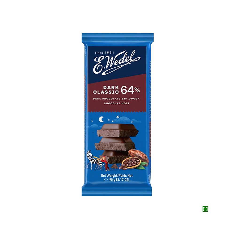 5x Wedel Dark 64% Cocoa Chocolate Bar 90g each - Pack of 5