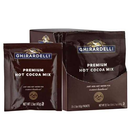 Ghirardellis Premium Hot Cocoa Mix Chocolate Powder Pack Of 15x43g 22.7 oz 645g (Imported USA)