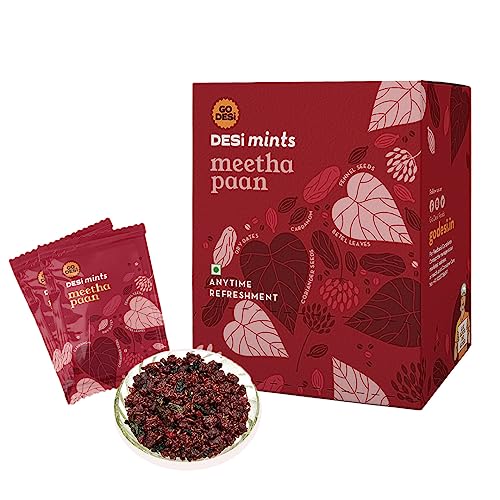 Go Desi Meetha Paan Mouth fresheners, Desi Mints, Refreshing Mouthfreshener, Mukhwas, Box of 60 Sachets