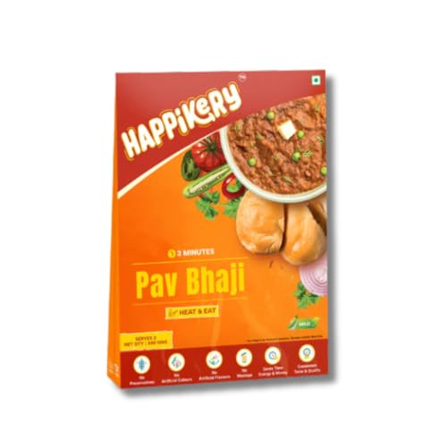 Happikery Instant Ready to Cook Pav Bhaji Gravy | Pav Bhaji Masala Curry Paste | Just Add Aloo (Potato) | Ready in 3 Mins | (Veg Mix, Upto 5-7 Servings) | Made with Ghee | No Preservatives | 1Kg