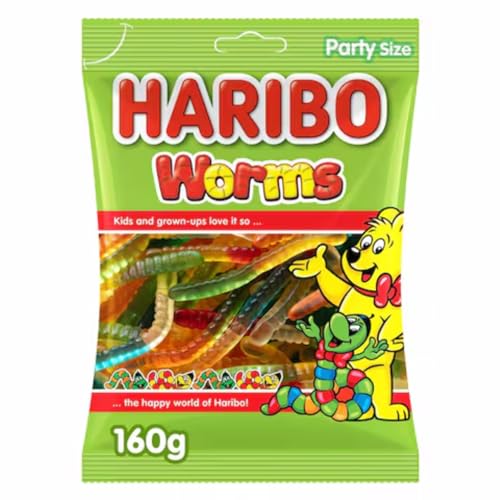 Hariboos Worms Gummy Candy Party Pack (Halal) 160 g (Imported)