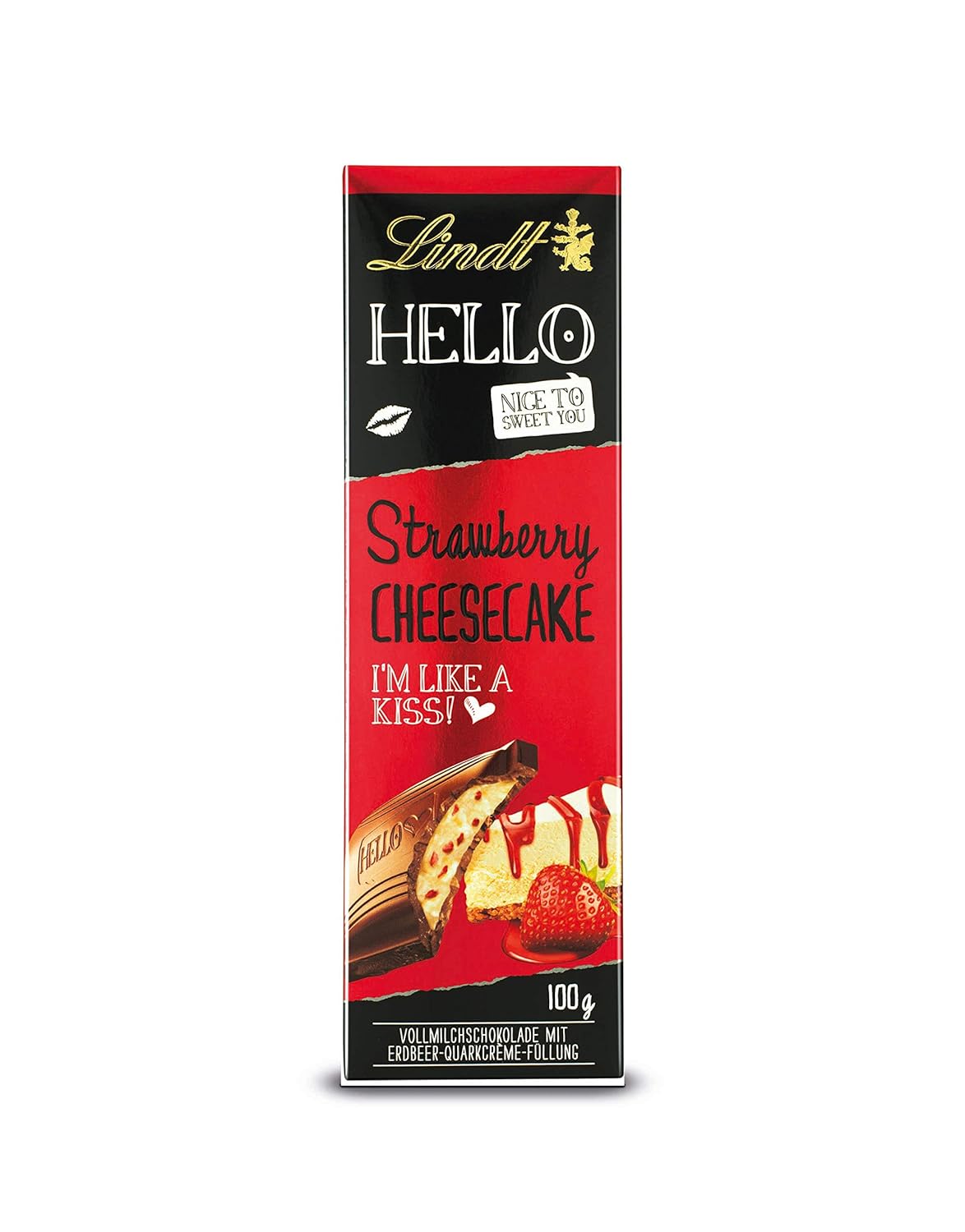 Lindt Strawberry Cheesecake Milk Chocolate Bar, 100 g