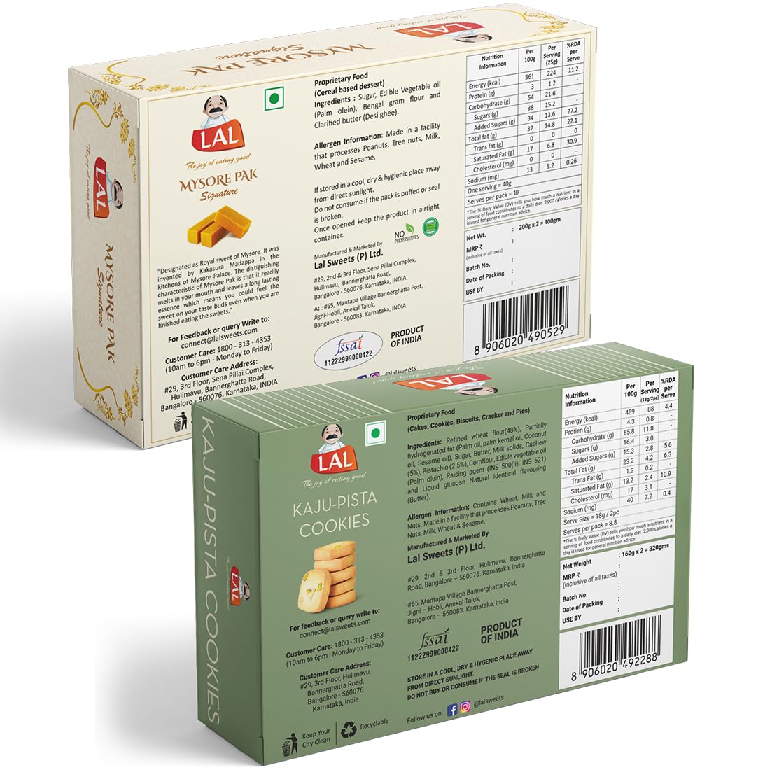 Mysore Pak Signature 400gm & Kaju Pista cookies 400gm