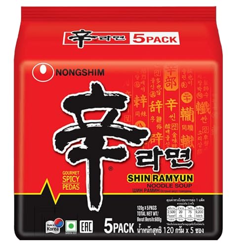 Nongshim Shin Ramyun Korean Style Spicy Noodle Soup Instant Noodles, 21.16 oz â„® 600 g