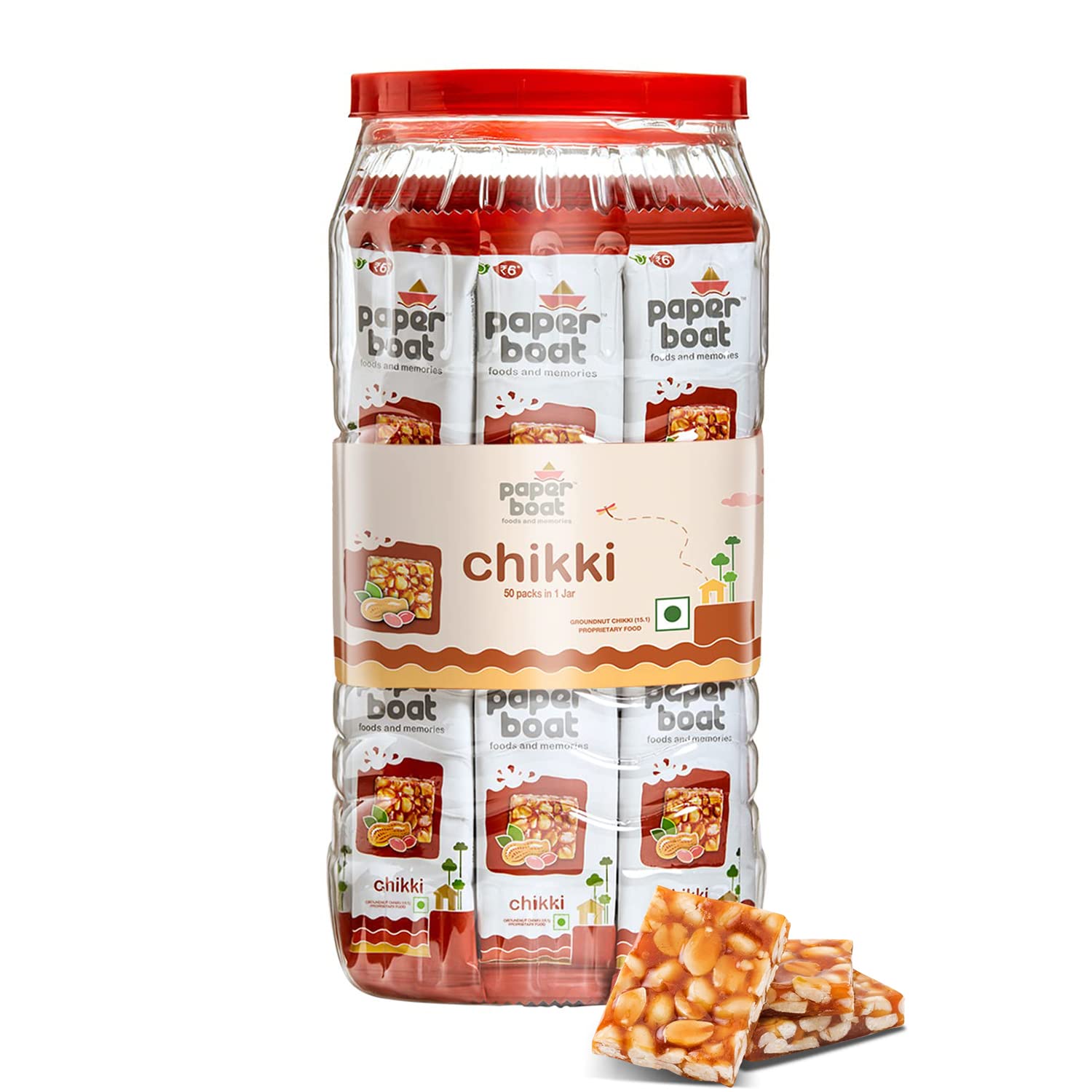 Paper Boat Chikki, Peanut Bar, Gazak (50 pieces, 16g each 800 g)
