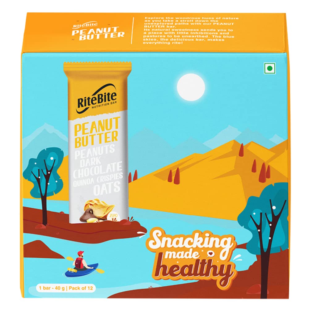 RiteBite Max Protein Peanut Butter Energy Snack Bar with Dark Chocolate & Oats- 480g