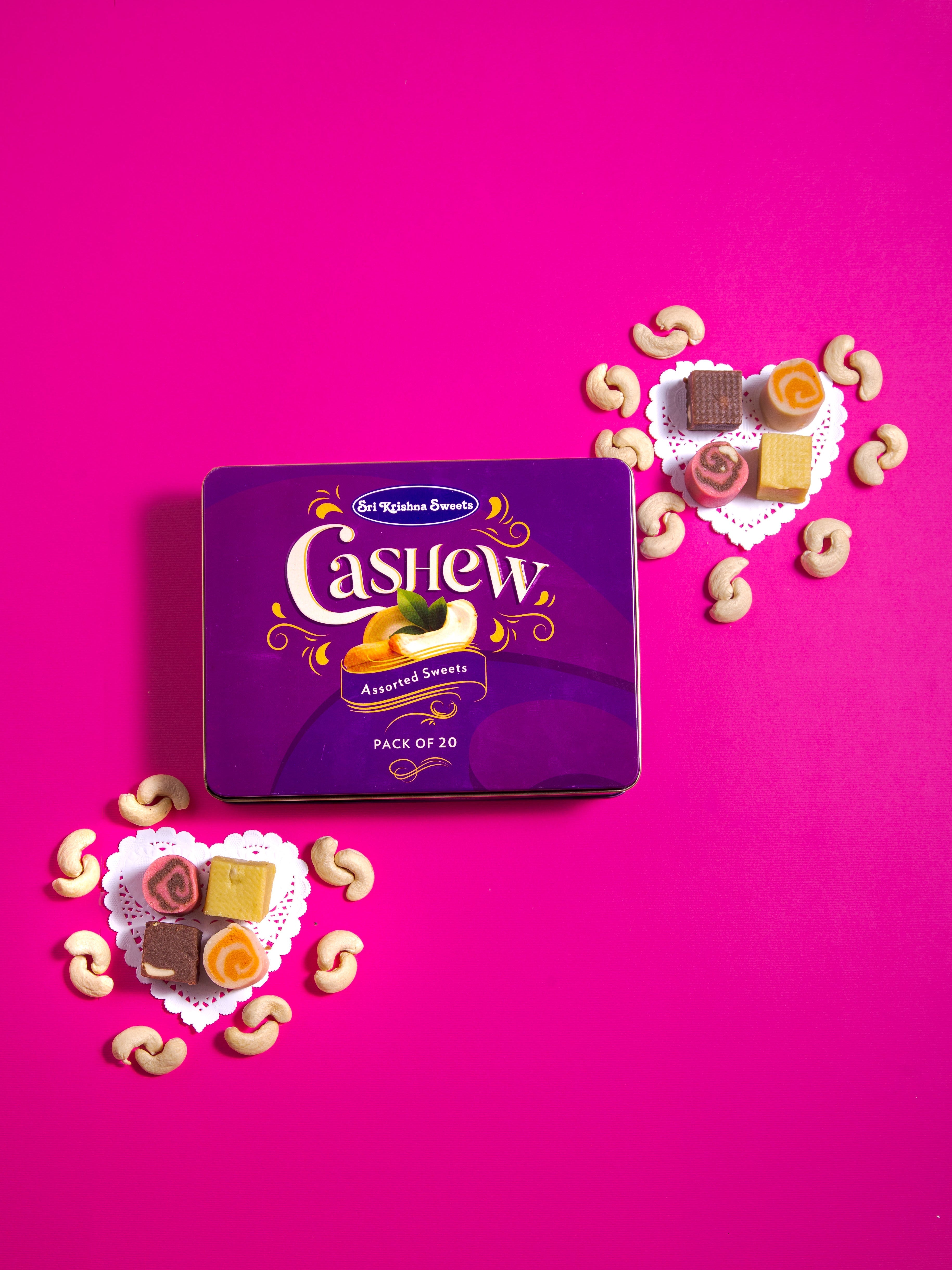 Sri Krishna Sweets Assorted Cashew Sweets (Pack of 20)