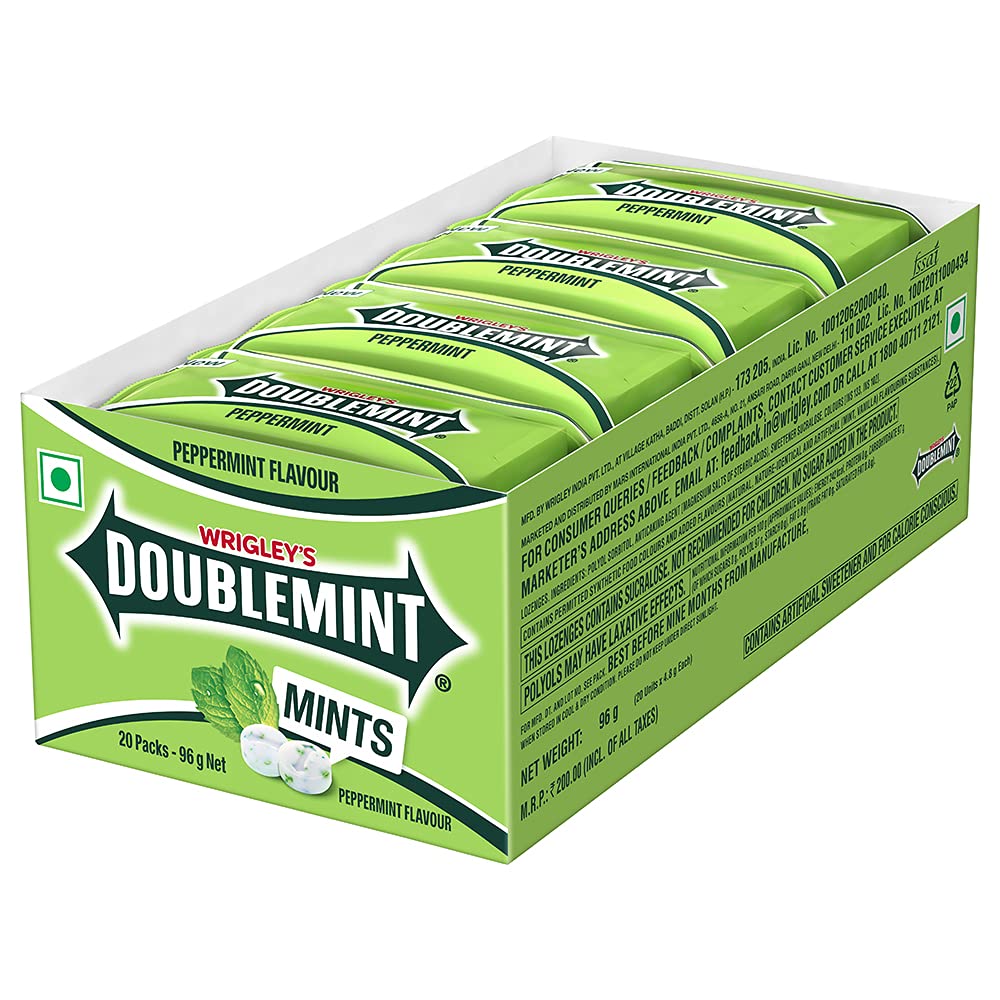 Wrigleyâ€™s Doublemint , Peppermint Thinmints - 96g - 20 Pieces