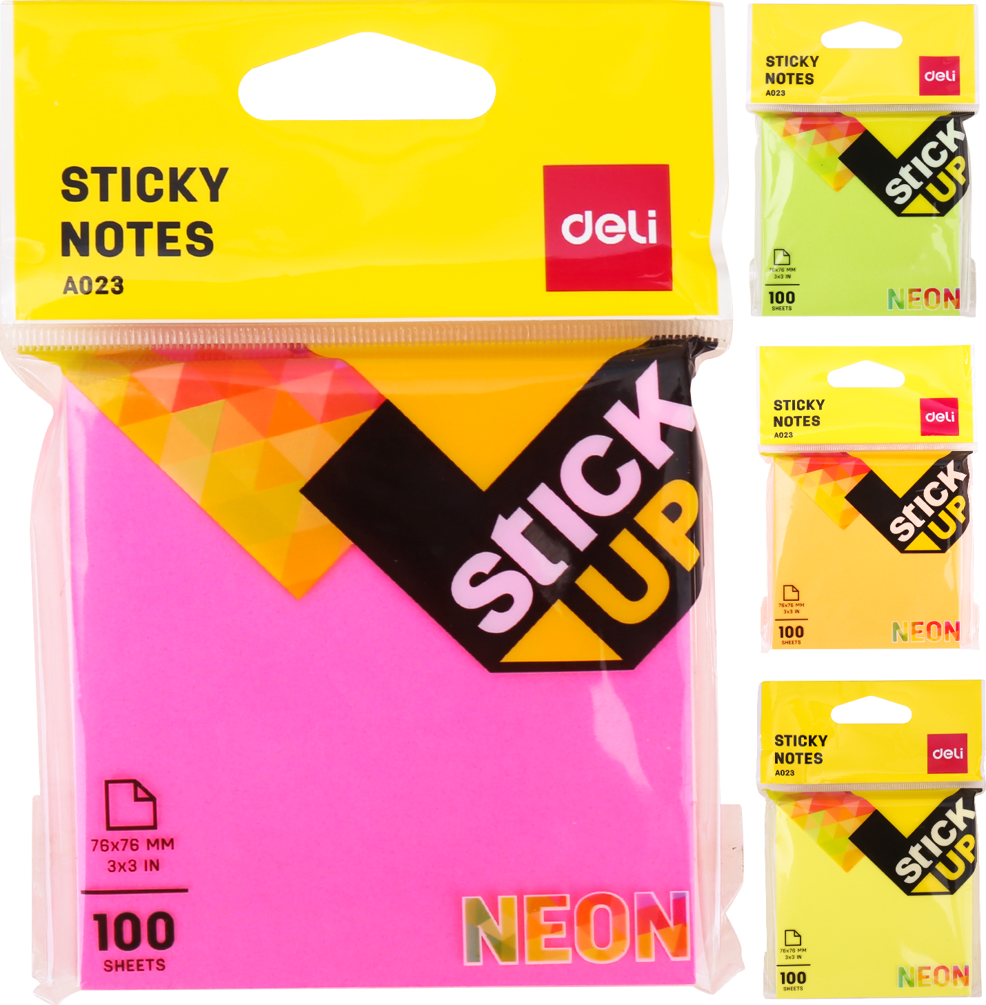 Deli Wa02302 Sticky Notes 3 X 3 Neon - Color May Vary