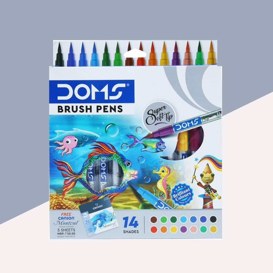 Doms Brush Pen Vibrant Shades for Creative Expression ( Pack Of 14 )