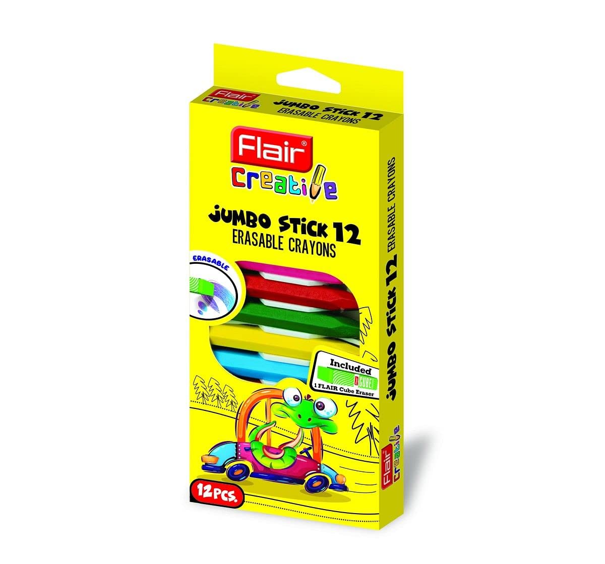 Flair Creative Series 12 Shades Jumbo Stick Erasable Crayons