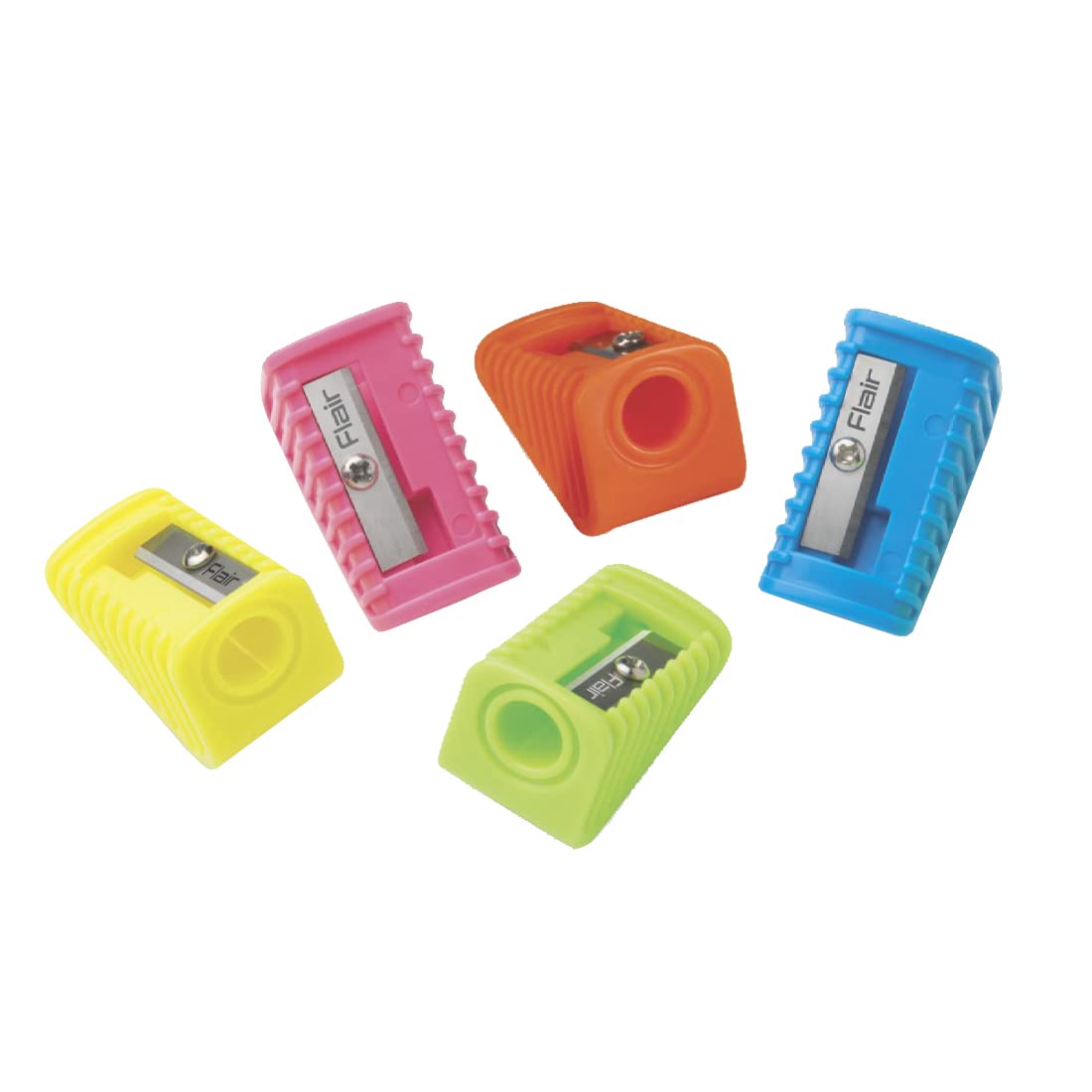 Flair Creative Series Shell Neon Pencil Sharpener Jar Pack - Easy Grip With Sharp Point Sharpening - Single Sharpener For Standard Pencils - Angled Blade With Anti-Rust Coating - Colourful Body, Pack Of 50