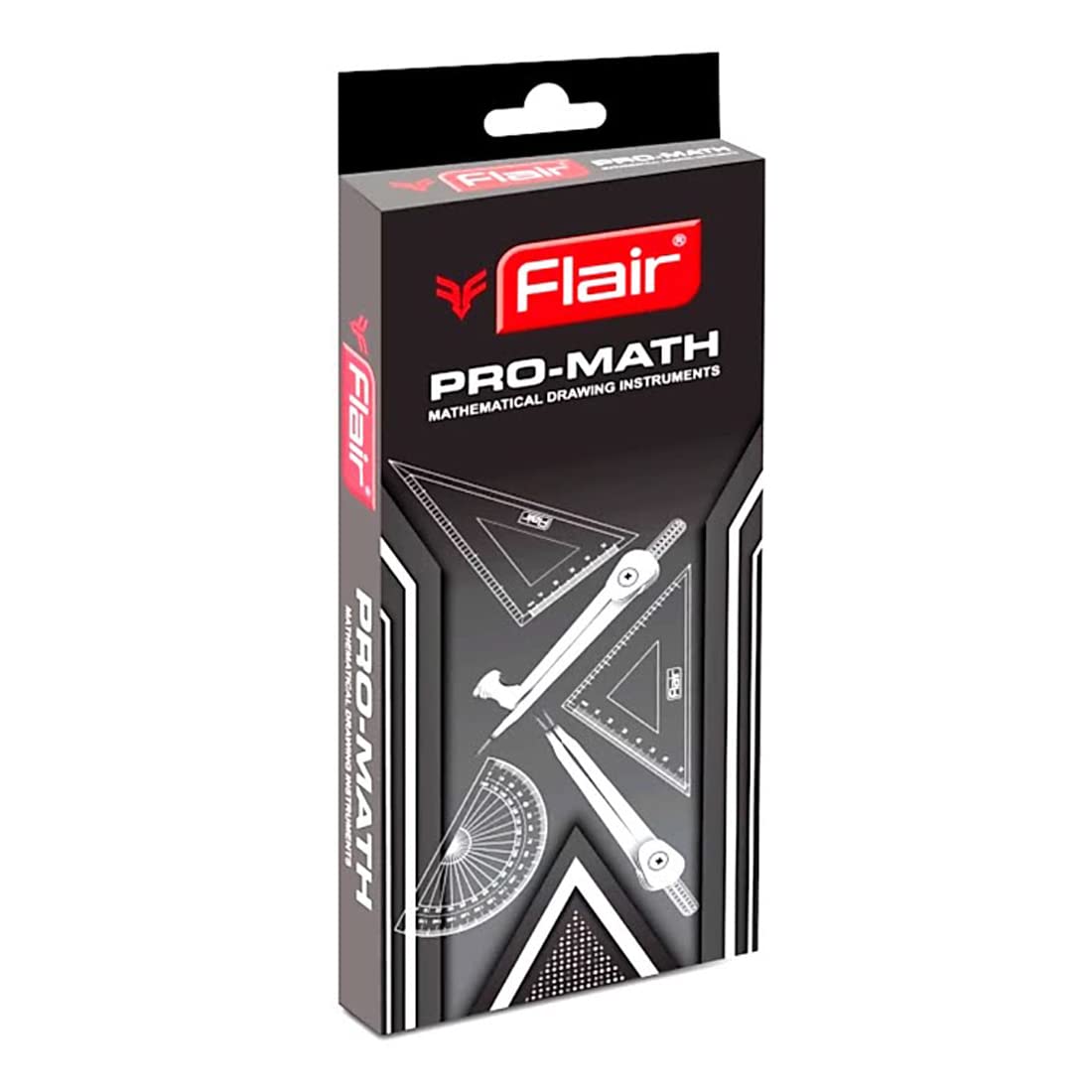 Flair Pro Math Mathematical Drawing Instrument Box - Double Sided Tray with Attrpublished  Shapes of Instruments in This Box - Free Stencil Inside The Box, Handy Storage Box for Students - Pack of 1