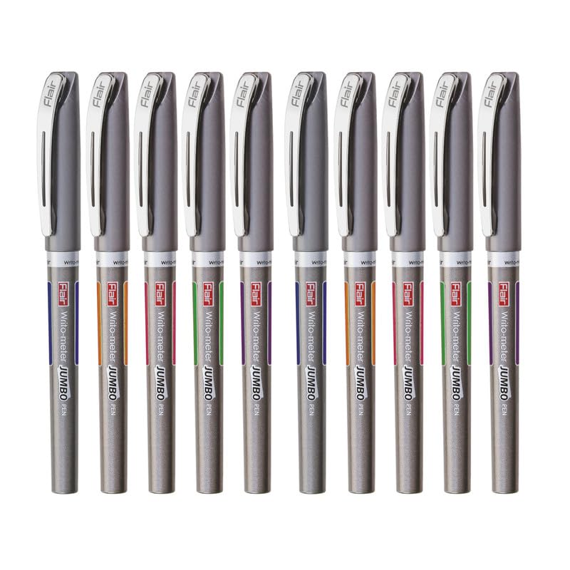 Flair Writometer Jumbo Ball Pen Combo Pack, 5 Pcs Blue & 5 Pcs Black Ink, Pack Of 10