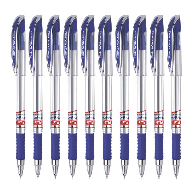 Flair Xtra mile 10 Pcs Ball Pen, Blue Ink