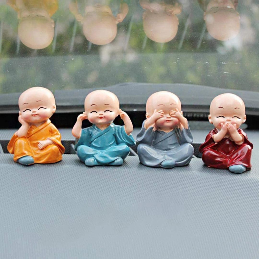 Multicolored Buddha Monk Statues ( Set Of 4 )