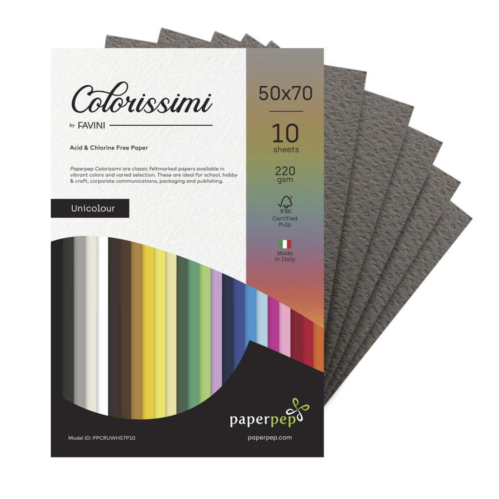 Paper Pep Colorissimi Card Stock 220GSM 50X70CM Pistacchio (Pastel Green) Unicolor of 10 Sheets
