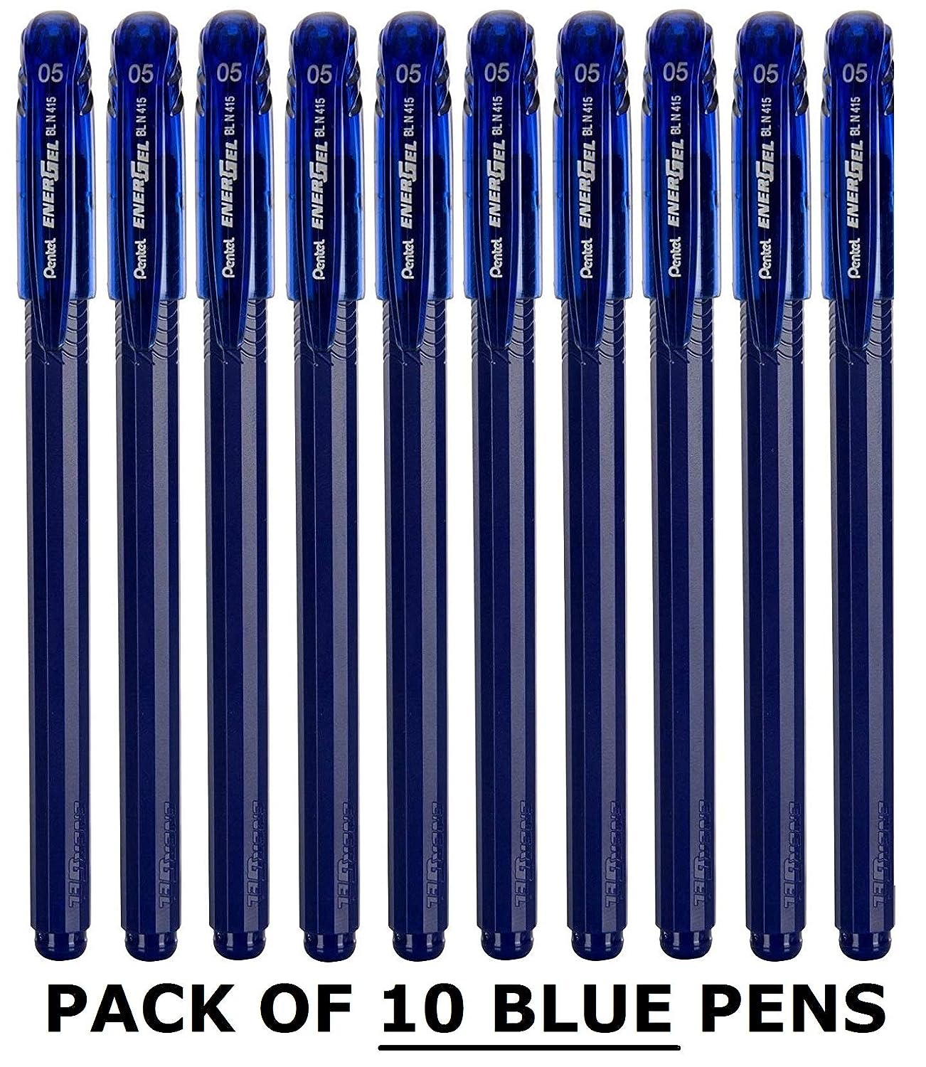 Pentel BL415 0.5mm EnerGel Roller Ball Pen - Blue Ink, Pack of 10
