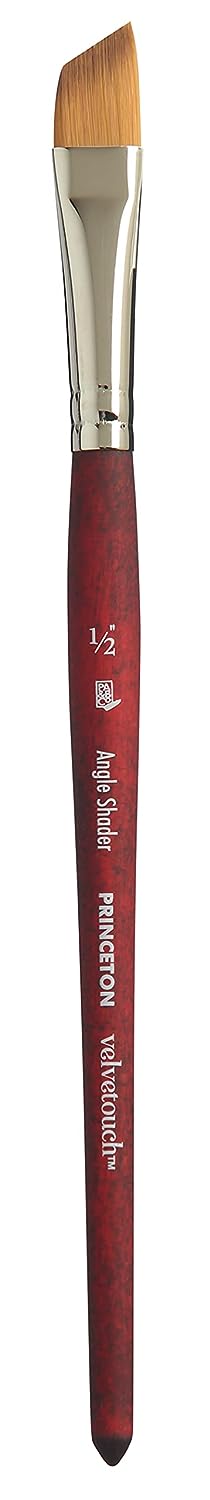 Princeton Velvetouch Short Handle Angle Shader Paint Brush (1/4 Inches)