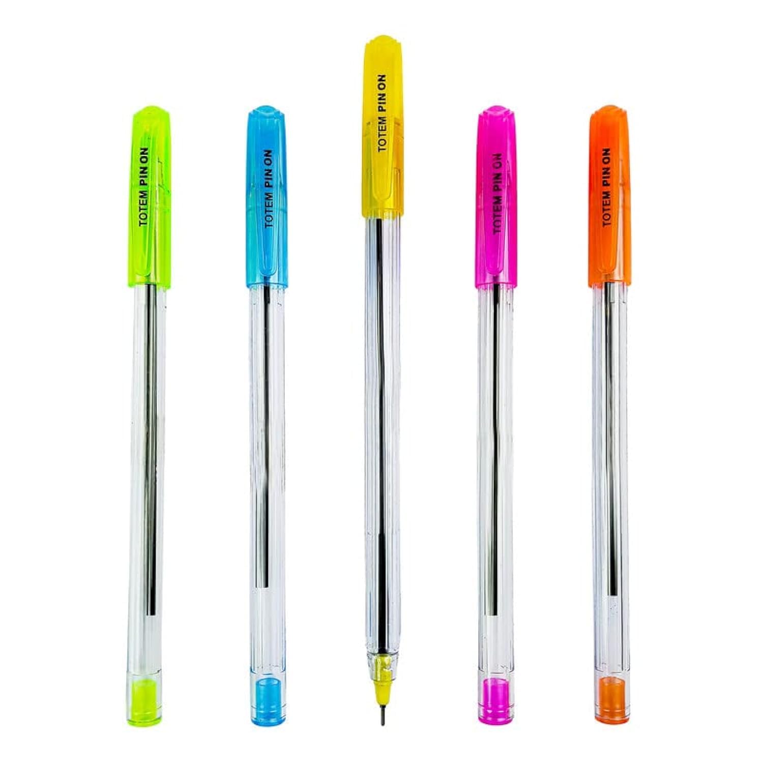 TOTEM Pin On Ball Pens | 60 Blue Ink Pens | 0.7 mm Tip | Comfortable Grip | Pens Combo Pack | Best Pens for Writing | Perfect for KIds
