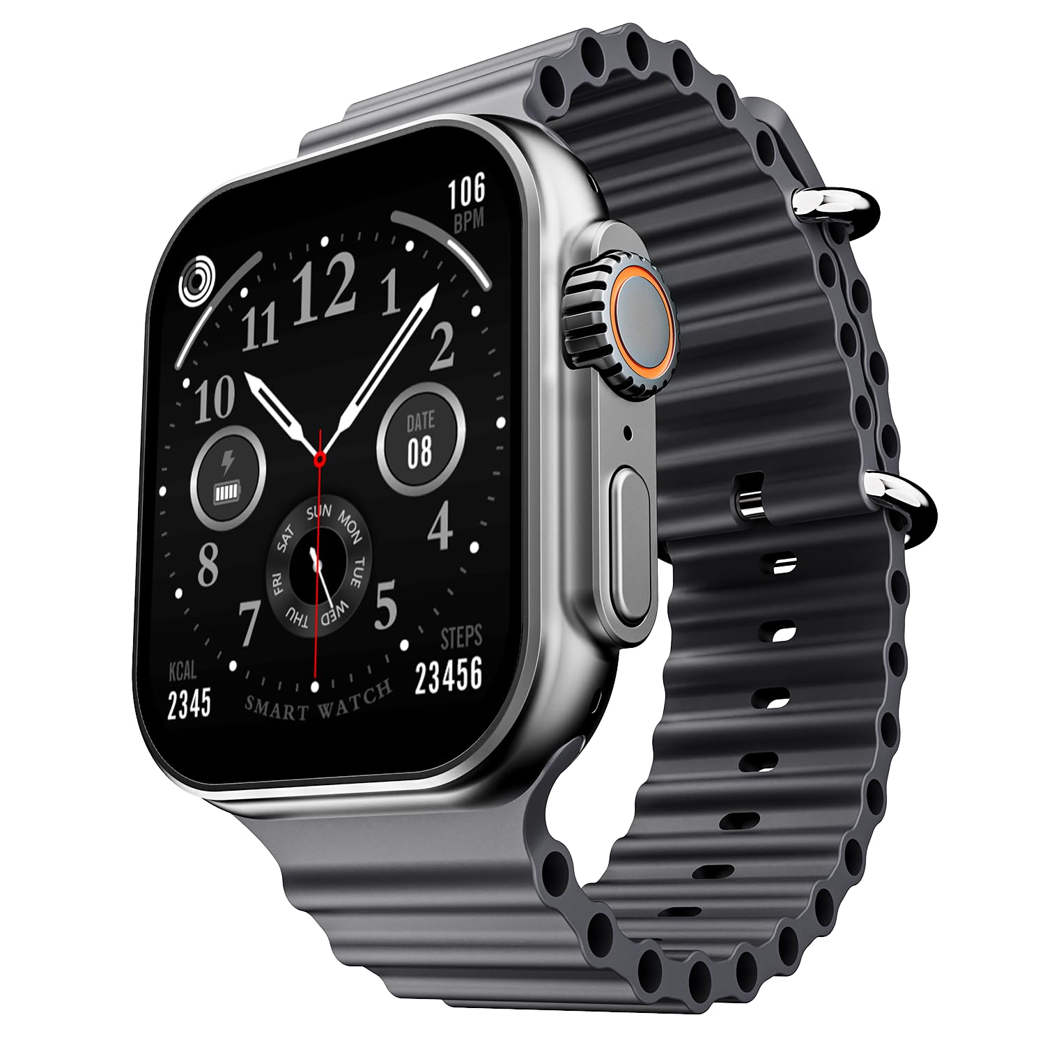 boAt Wave Elevate Pro Smart Watch w/ 1.96" AMOLED Display, BT Calling,Coins,Rugged Metal Body,Functional Crown,Always on Display,100+Sports Mode,HRÂ &Â SpO2(Royal Orange)